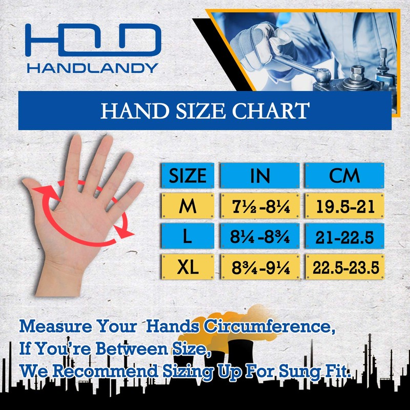 HANDLANDY Mens Utility Work Gloves, Flexible Mechanic Gloves Touch Screen，Breathable