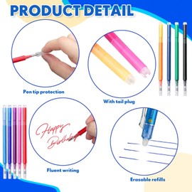 Marspark 48 Pcs 0.7mm Erasable Gel Ink Pen Refills Compatible with Frixion Pen, Erasable Smooth Writing Fine Point Refill for Art Drawing Writing School Office Home Supplies (9 Assorted Colors)
