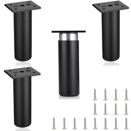 MixDora 4Pcs Adjustable Furniture Legs Black Metal Sofa feet Aluminum Alloy Couch Legs Wardrobe Foot Bed Feet Furniture Replacement Legs