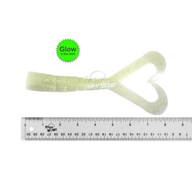 4pcs Glow White 10" (with Tail Extended) Twin Tail Perch Grub 8inch Scampi Soft Lure Come with a pre-Hole