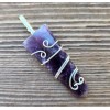 AMETHYST FLAT PENCIL FANCY WIRE WRAPPED PENDANT GEMSTONE