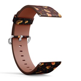 THAZEE 18mm Quick Release Leather Watch Band (Cute Hedgehog Retro) Replacement Leather Strap Bracelet for Women, Men