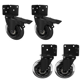 MALLLALA 3" Side Mount Industrial Casters, Heavy Duty L-Shaped Bracket Castor Wheel Replacement with Dual Locking for Material Handling Furniture DIY(2 Left Sided Lock, 2 Right Sided No Lock)