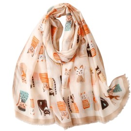 kinaviola Women's Scarf, Large Stole, Shawl, Cat, Cat, Scarf, Haori, Autumn, Spring, Summer, All Seasons, Formal Gift, Gift, orange beige