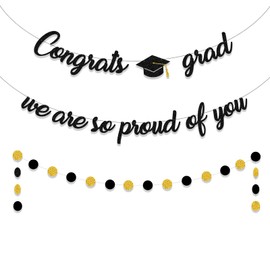 Tinbax Congrats Grad and We are so Proud of You Graduation Party Supplies - Class of 2024 Banner (Pre-strung )