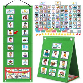 ALSLEA Visual Schedule for Kids with Autism Chore Chart for Kids Daily Routine Chart Autism Learning Materials Toddler Planning Board Visual Schedule for Classroom, Home with 124 Cards (Green)