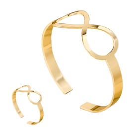 XSDSLS Pack of 2 Gold Bangle Rings for Women Gold-Plated Cuff Bangle Bracelet Wide Open Bracelet Open Rings Flowers Bangle for Women Girls, One size, Alloy Steel, No Gemstone