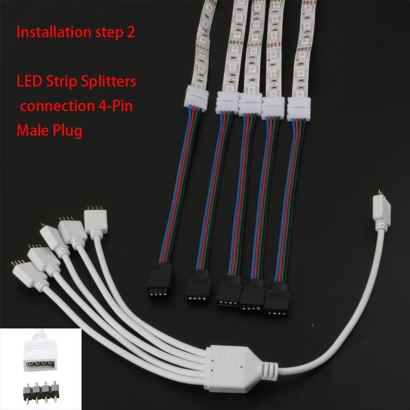 CESFONJER 2 Pack LED Strip Splitter, 1 to 5 Ports