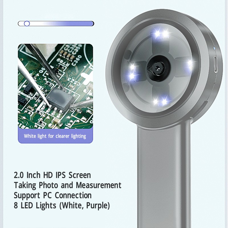 Handheld Microscope with 8 LED Lights 2 Inch IPS Screen