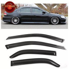 SDZ Front Rear Window Visor Set Sun Vent Rain Wind Guard Shade Fit  98-02 Accord 4D