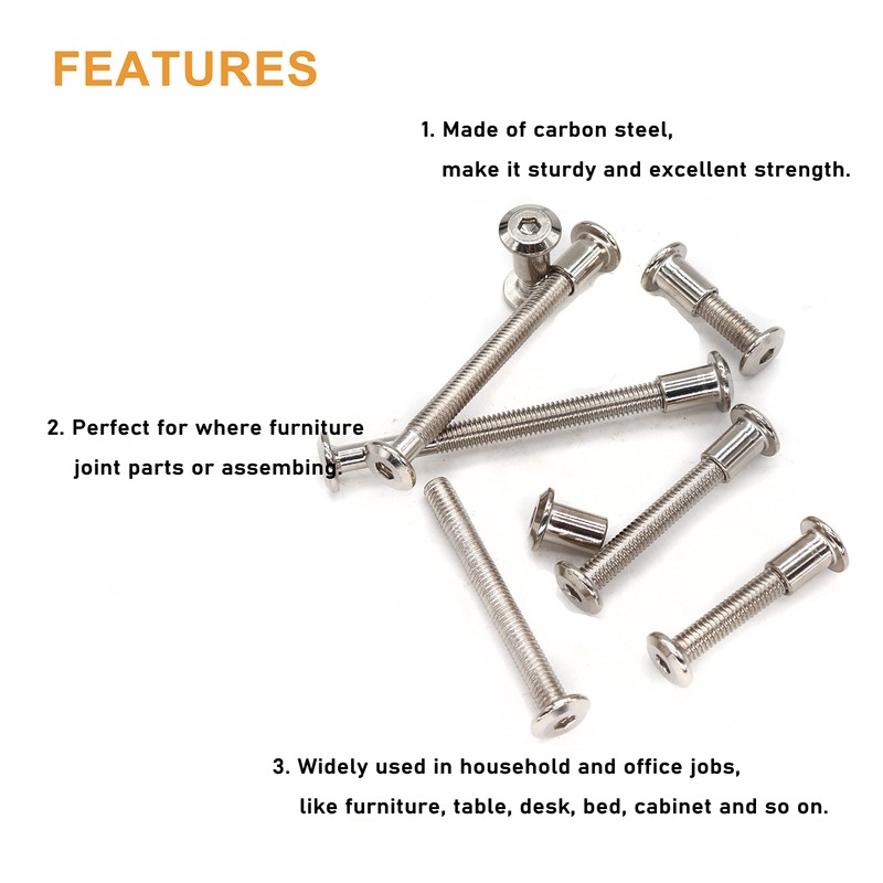 binifiMux 10-Pack M6x70mm Rivet Countersunk Hex Socket Cap Bolts and
