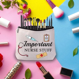 Nurse Cosmetic Travel Pouch Bag Nurses Week Nursing Supplies Gifts Important Nurse Stuff Nursing Makeup Bags (Important Nurse Stuff B)