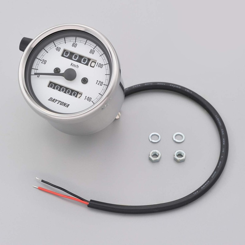 Daytona 15635 Motorbike Mechanical Speedometer, Stainless Steel Body/White Panel/White LED,