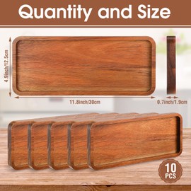 Rtteri 10 Pcs Mango Wooden Serving Platters Rectangular Wood Serving Trays 12 x 5 Inch Wooden Cheese Plates for Food Solid Wood Charcuterie Board for Snack Fruit Sushi Appetizer Home Bar Decor