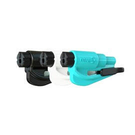 resqme Family Pack of 3 The Original Emergency Keychain Car Escape Tool, 2-in-1 Seatbelt Cutter and Window Breaker, Made in USA, Black, White, Teal - Compact Emergency Hammer