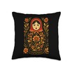 Matryoshka Doll Art Russian Nesting Wooden Stacking Set Throw Pillow