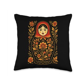 Matryoshka Doll Art Russian Nesting Wooden Stacking Set Throw Pillow