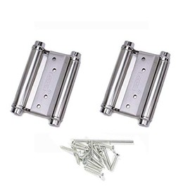 POWERTOOL Stainless Steel Spring Hinge, 2pcs Double Action Spring Hinge Silver Self Closing for Saloon Cafe Door Shop Swing Door（4 inch）