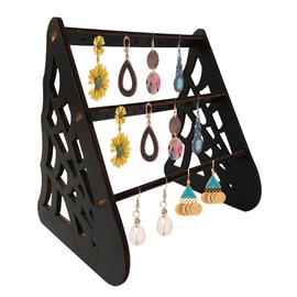 KASESSS Wooden Jewellery Stand, Earring Holder, Mini Jewellery Holder, Earrings Storage, Spider Web Pattern, Earring Stand with 36 Holes, Gift for Women, Girls, Shops, Household Gift
