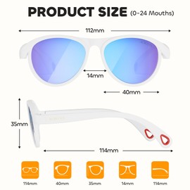 ACBLUCE Baby Toddler Sunglasses Polarized UV Protection Kids Sun glasses for Infant Newborn Boy Girl Age 0-24 Months White Blue