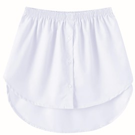 Girstunm Women's Shirt Extender Mini Adjustable Underskirt Removable Layered Sweep Shirt with Buttons White X-Large
