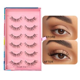 False Eyelashes Multipack - 6 Pairs Fluffy Wispy Lashes, Natural Look & Dramatic Volume, Reusable Faux Mink Eyelashes for Daily & Party Makeup