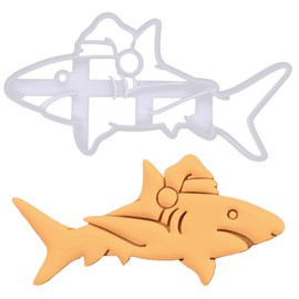BAKERLOGY Xmas Great White Shark with Santa Hat Cookie Cutter - Bake Nautical Christmas Cookies - Detailed Biscuit Cutter Design for Baking and Crafts, ideal on fondant, dough, clay