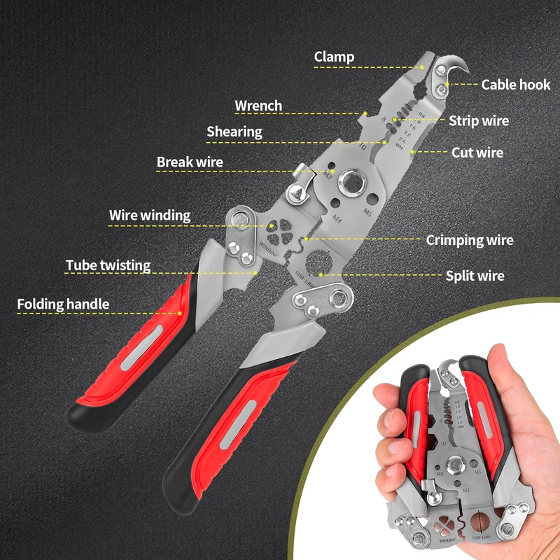 Wire Crimping Tool Set- Crimper Kit with 5 Interchangeable Jaws