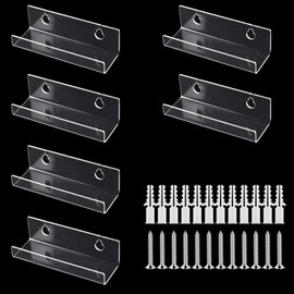 6 Pcs Vinyl Wall Mount, 4 Inch Clear Acrylic Shelves for Wall