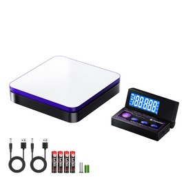 UNIWEIGH Digital Wireless Shipping Postal Scale 110lbs/0.1oz Accurate,Foldable LCD,Package Scale with Stainless Steel/5 Units/Tare/Hold Function,Postage Scale for Packages,Mail Scale,Black+Purple