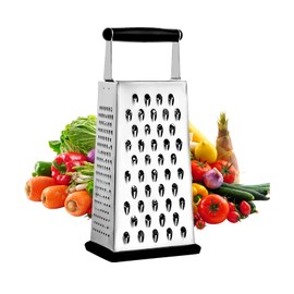 Kitchen Käsereibe 4-Seitige, Vierkantreibe Edelstahl, Küchenreibe für Obst, Gemüse, Käse, Schokolade, Spülmaschinengeeignet, Vielseitig Einsetzbar Reibe Edelstahl