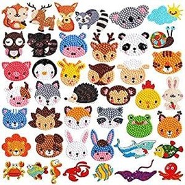 AGGKKY 42 Pcs Diamond Art Kits for Kids 5D Gem Art Stickers for Boys Girls 4-8 8-12 Cute DIY Mosaic Diamond Arts and Crafts Paint by Numbers Kits Toy for Kids and Adult Beginners Birthday Gifts