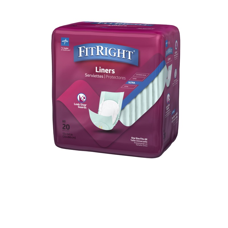 FitRight Incontinence Liners for Adults, Maximum Absorbency (Pack of 20)