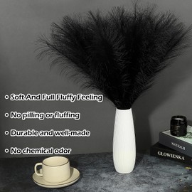 SeptCat SeptCat 30 Pcs Pampas Grass Black Decor 21.7" Fluffy Faux Short Pampas Grass Artificial Small Pompas Grass Flower Vase Filler for Home Wedding Living Room Wall Party Decoration