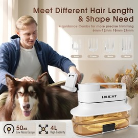 HILICHT Pet Grooming Kit and Vacuum, 4 Liter Pet Grooming Vacuum with 99% Pet Hair Suction, 6 Pet Grooming Tools, Silent Pet Vacuum Groomer for Dogs, Cats and Other Animals
