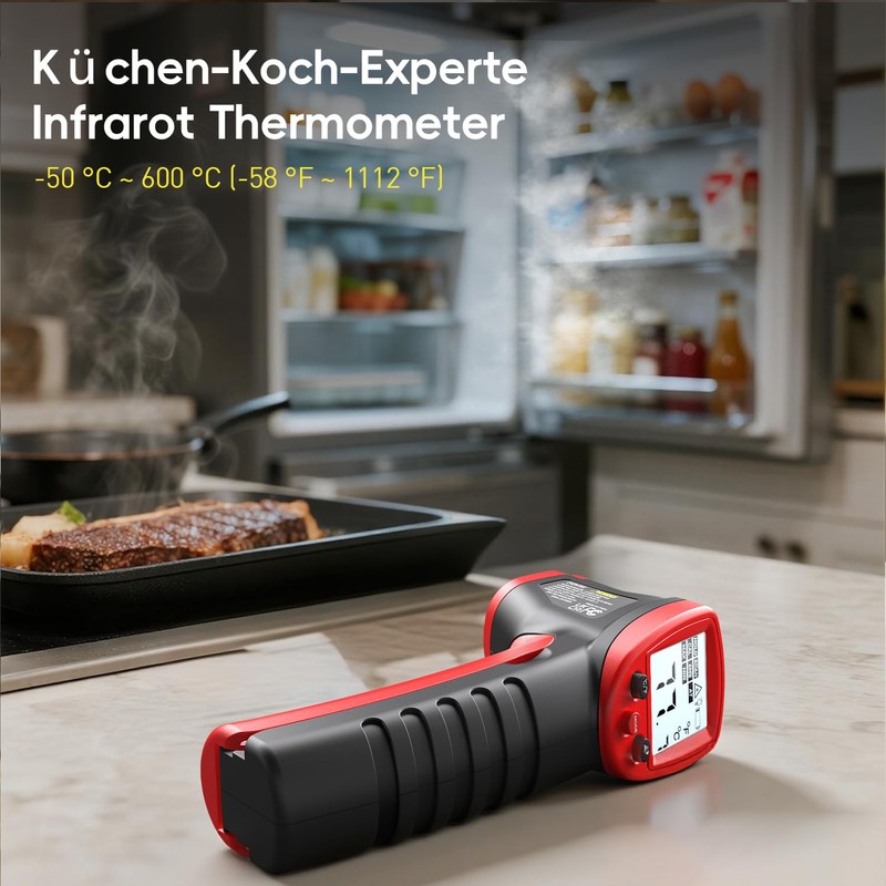 Eventek Infrared Thermometer, -50°C ~ 600°C Temperature Meter with 304