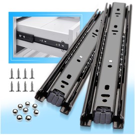 YENUO Full Extension Drawer Runners 250 300 350 400 450 500 550 600mm Ball Bearing Metal Black Slides Rails Track Guide Glides Heavy Duty 45kg 1 Pair (Basic -1 Pair, 12 inch(300mm))