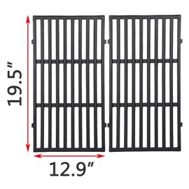 GGC 19.5 inch Grill Grates Replacement for Weber 7524 7528 Genesis E-310, E-320, E-330, S-310, S-320, S330, EP-310, EP-320, EP-330, 2 PCS Cast Iron Cooking Grid (19.5" x12.9" x0.5")