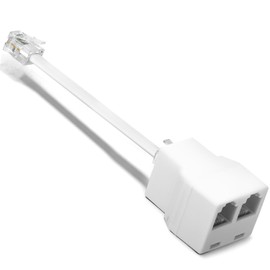 Uvital Phone Jack Splitter for Landline, Telephone Adapter 2 Way, RJ11 6P4C Phone Cable Splitter with 5 Inch Cable Wire, White, 1Pack