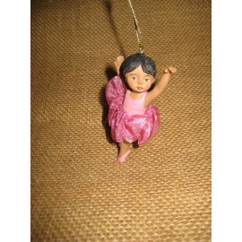 NA Magenta Tutu Child Girl African American Ballerina Christmas Ballet Ornament