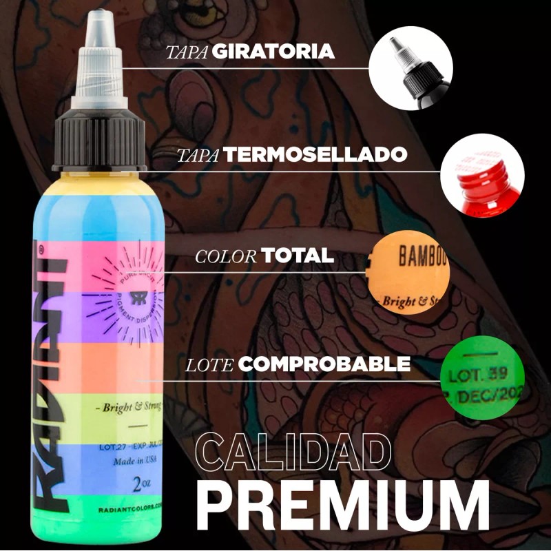RADIANT COLORS Tinta Profesional Para Tatuar Radiant Harajuku Shading 1oz