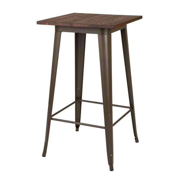 glitzhome Rustic Square Metal Wood Bar Table Bistro Pub Dining Room Sturdy Frame Pub Tables Height 41 Inch
