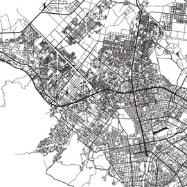 Nacnic Sheet of Sapporo City Map in Nordic Style Black and White A3 Size Poster Printed Paper No 250 g Paintings, Prints and Posters for Living Room and Bedroom