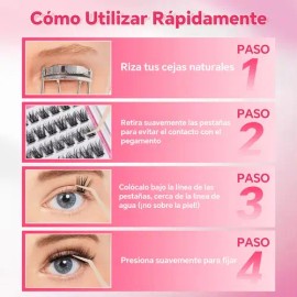 96 Pzs Pestañas Postizas Kit Completo Rosa Chicle Moonstone
