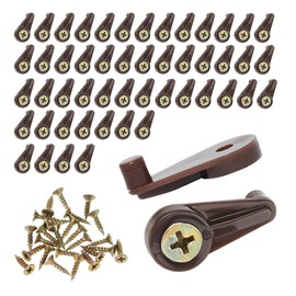 QIYUDA 50 Pack Glass Retainer Clips, Cabinet Glass Mirror Holder Screens Glass Panels Picture Frame Clips -Brown (Includes Gold Screws)