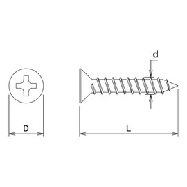 DAIDOHANT 41676 Uniqlo Tapping Screw [Countersunk Head] (Nominal Diameter d) 3 x (L) 12 x (Head Diameter D) 0.2 inches (6 mm) [Iron] Approx. 400 pcs