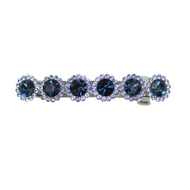 Faship Gorgeous Navy Blue Rhinestone Crystal Floral Small Hair Barrette Clip
