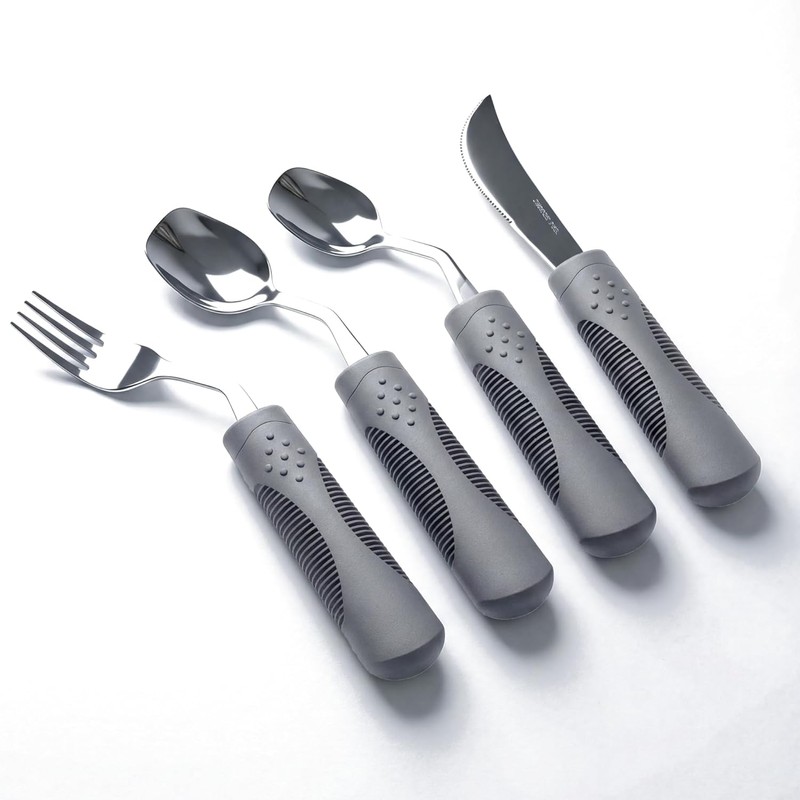4-Piece Adaptive Utensils Set with Rocker Knife Shovel Spoon -