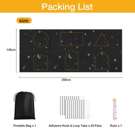 Window Blackout Fabric, 100% Opaque, 200 x 145 cm, Blackout Roller Blind, No Drilling Required, Roof Window Blackout Film, Travel Blackout Roller Blind (Stars Moon, 200 x 145 cm)