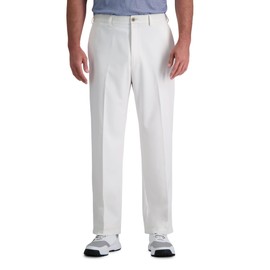 Haggar Men's Cool 18 Pro Classic Fit Flat Front Pant-Regular and Big & Tall Sizes, White, 32W x 32L